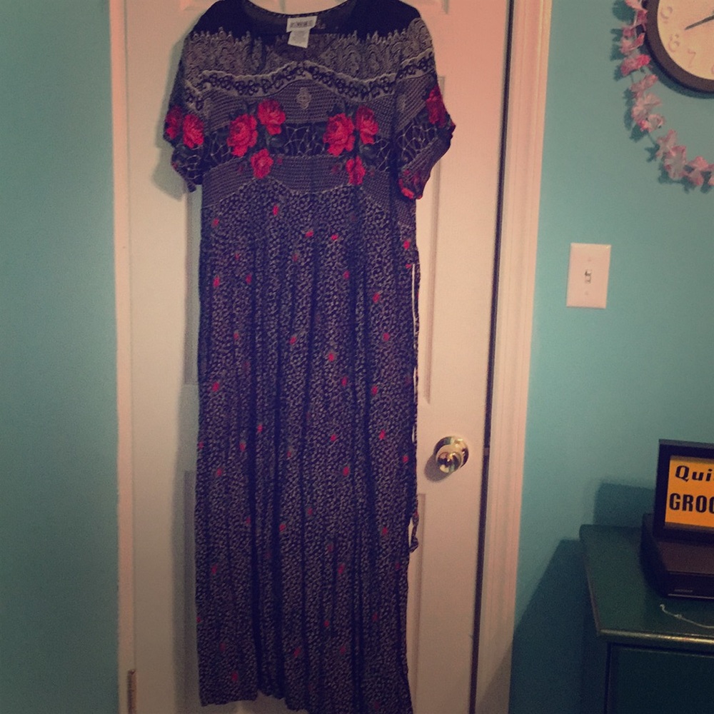 Vintage Gothic Print Dress